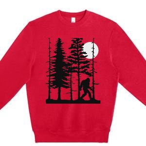 Bigfoot Hiding In Forest For Sasquatch Believers Premium Crewneck Sweatshirt