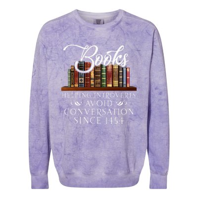 Books Helping Introverts Avoid Conversation Colorblast Crewneck Sweatshirt