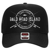 Bald Head Island Nc Vintage Crossed Fishing Rods High Crown Mesh Back Trucker Hat