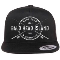 Bald Head Island Nc Vintage Crossed Fishing Rods Flat Bill Trucker Hat