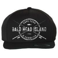 Bald Head Island Nc Vintage Crossed Fishing Rods Wool Snapback Cap