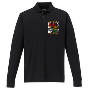 Black History Is American History Africa Melanin Black Power Gift Performance Long Sleeve Polo