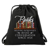 Books helping introverts avoid conversation  Drawstring Bag