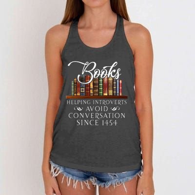 Books helping introverts avoid conversation  Women's Knotted Racerback Tank