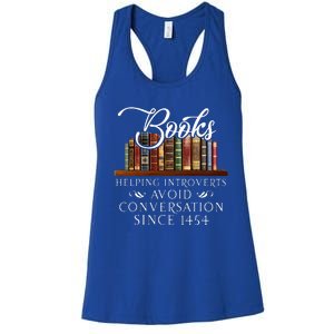 Books helping introverts avoid conversation  Women's Racerback Tank