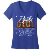 Books helping introverts avoid conversation  Women's V-Neck T-Shirt