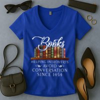 Books helping introverts avoid conversation  Women's V-Neck T-Shirt