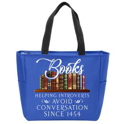 Books helping introverts avoid conversation  Zip Tote Bag