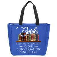 Books helping introverts avoid conversation  Zip Tote Bag