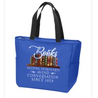Books helping introverts avoid conversation  Zip Tote Bag