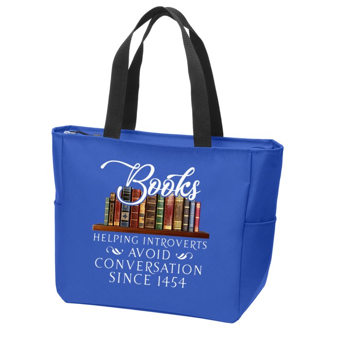 Books helping introverts avoid conversation  Zip Tote Bag