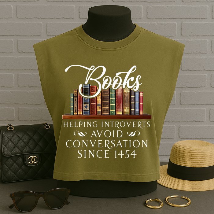 Books helping introverts avoid conversation  Garment-Dyed Women's Muscle Tee