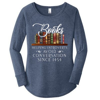 Books helping introverts avoid conversation  Women's Perfect Tri Tunic Long Sleeve Shirt