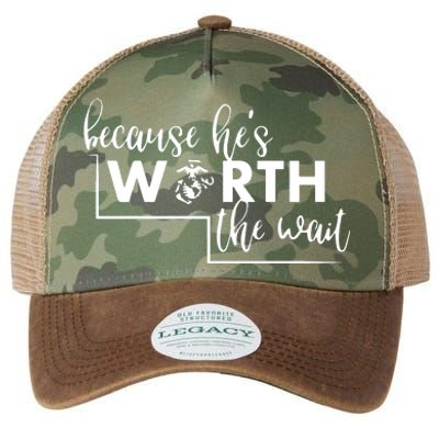 Because He Is Worth The Wait Marine Corps Girlfriend Army Wife Legacy Tie Dye Trucker Hat