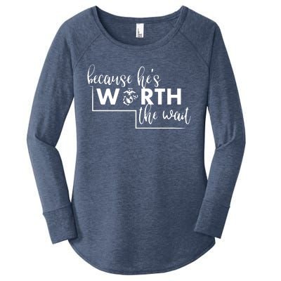 Because He Is Worth The Wait Marine Corps Girlfriend Army Wife Women's Perfect Tri Tunic Long Sleeve Shirt