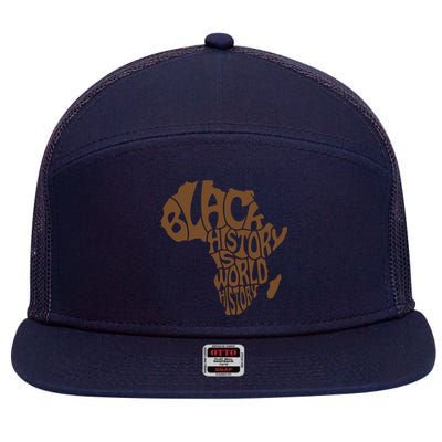 Black History Is World History , Afrocentric 7 Panel Mesh Trucker Snapback Hat