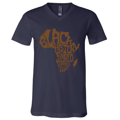 Black History Is World History , Afrocentric V-Neck T-Shirt