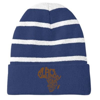 Black History Is World History , Afrocentric Striped Beanie with Solid Band