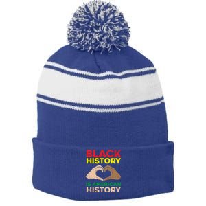 Black History Is American History African American Melanin Gift Stripe Pom Pom Beanie