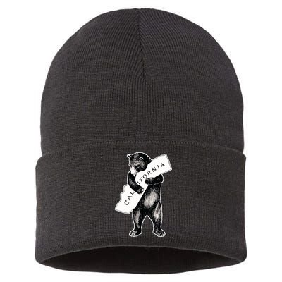 Bear Hug I Love California Artretro Vintage Cali Bear Sustainable Knit Beanie