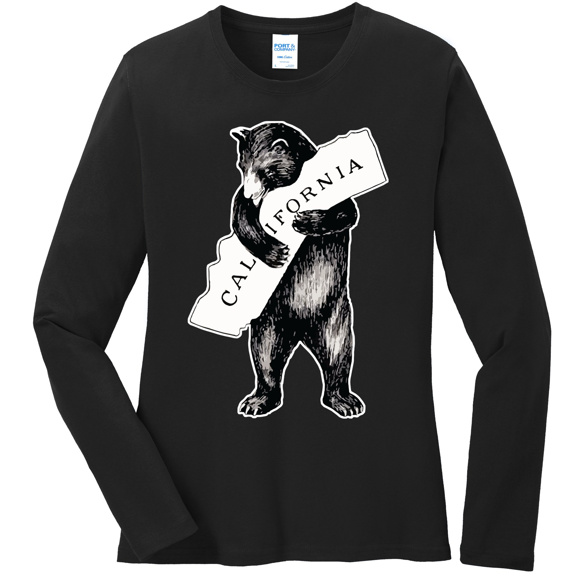 Bear Hug I Love California Artretro Vintage Cali Bear Ladies Long Sleeve Shirt