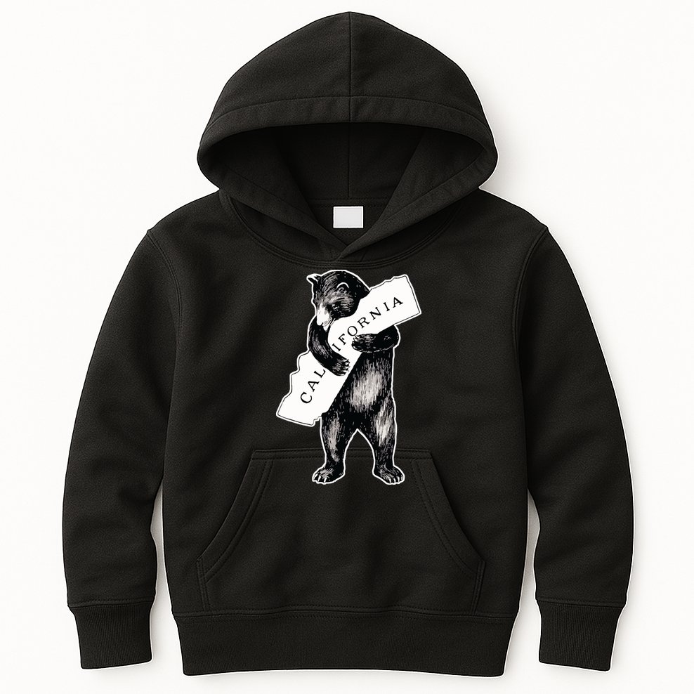 Bear Hug I Love California Artretro Vintage Cali Bear Kids Hoodie