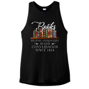 Books helping introverts avoid conversation Ladies PosiCharge Tri-Blend Wicking Tank