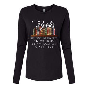 Books helping introverts avoid conversation Womens Cotton Relaxed Long Sleeve T-Shirt