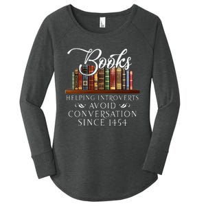 Books helping introverts avoid conversation Women's Perfect Tri Tunic Long Sleeve Shirt