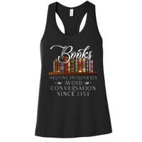 Books helping introverts avoid conversation Women's Racerback Tank