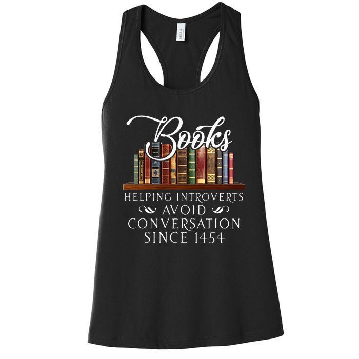 Books helping introverts avoid conversation Women's Racerback Tank