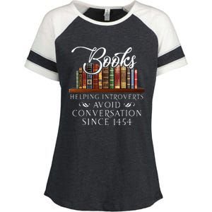 Books helping introverts avoid conversation Enza Ladies Jersey Colorblock Tee