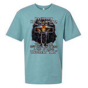 Behold He Is Coming The Lion Of The Tribe Of Judah Jesus Sueded Cloud Jersey T-Shirt