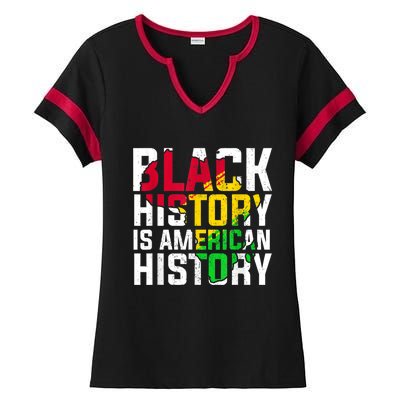 Black History Is American History Patriotic African American Meaningful Gift Ladies Halftime Notch Neck Tee