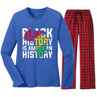 Black History Is American History Patriotic African American Meaningful Gift Women's Long Sleeve Flannel Pajama Set 