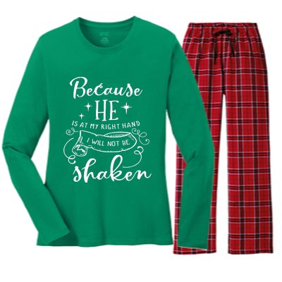 Because He Is At My Right Hand Women's Long Sleeve Flannel Pajama Set 