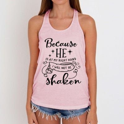 Because He Is At My Right Hand Women's Knotted Racerback Tank