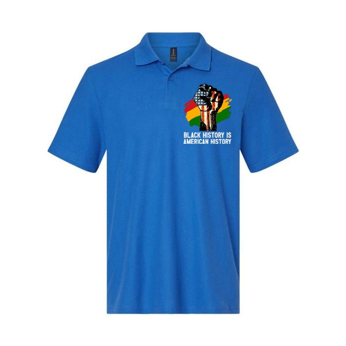 Black History Is American History Power Fist Hand Freedom Gift Softstyle Adult Sport Polo