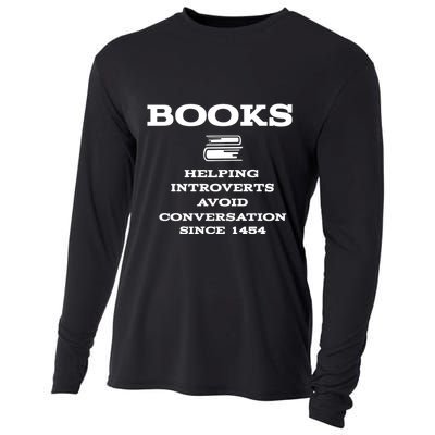 Books Helping Introverts Avoid Conversation Since 1454 Cooling Performance Long Sleeve Crew