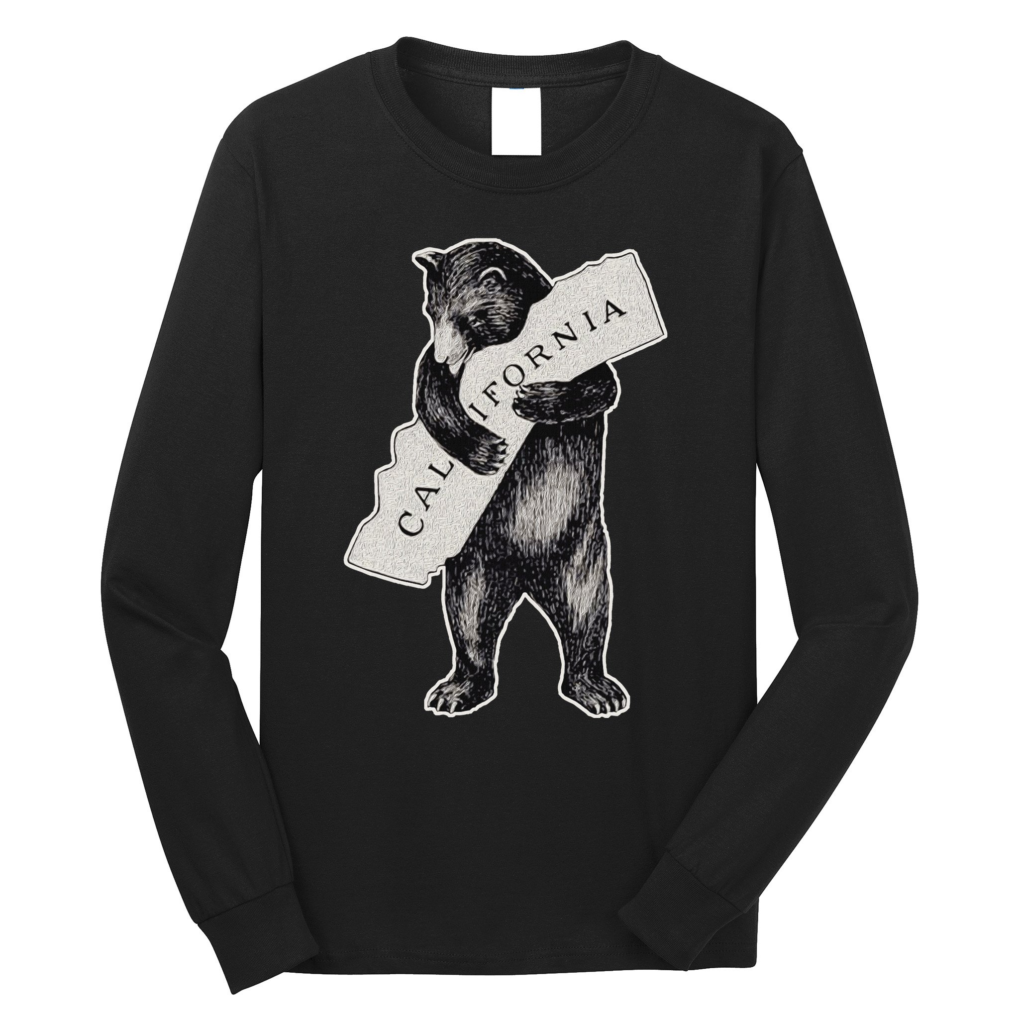 Bear Hug I Love California Art Retro Vintage Cali Bear Long Sleeve Shirt