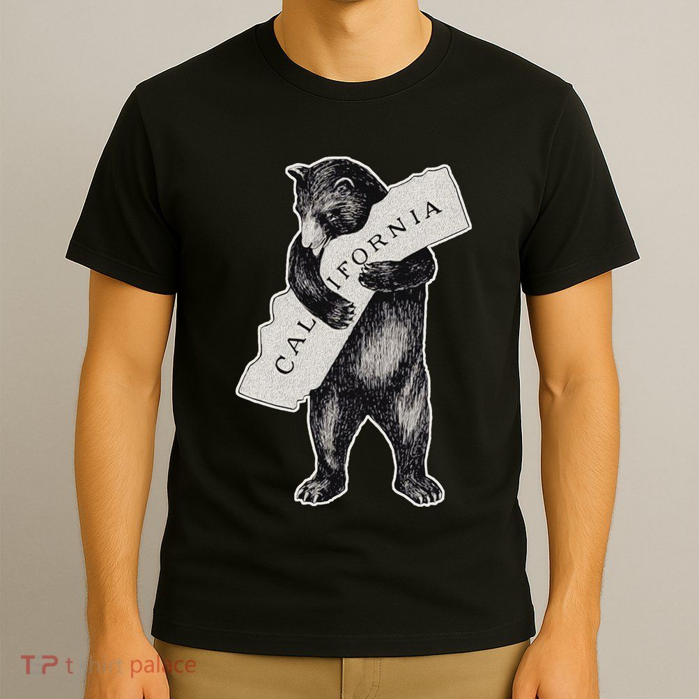 Bear Hug I Love California Art Retro Vintage Cali Bear T-Shirt