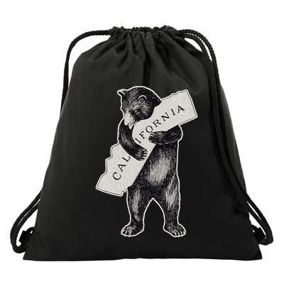 Bear Hug I Love California Art Retro Vintage Cali Bear Drawstring Bag