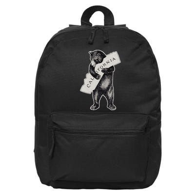 Bear Hug I Love California Art Retro Vintage Cali Bear 16 in Basic Backpack