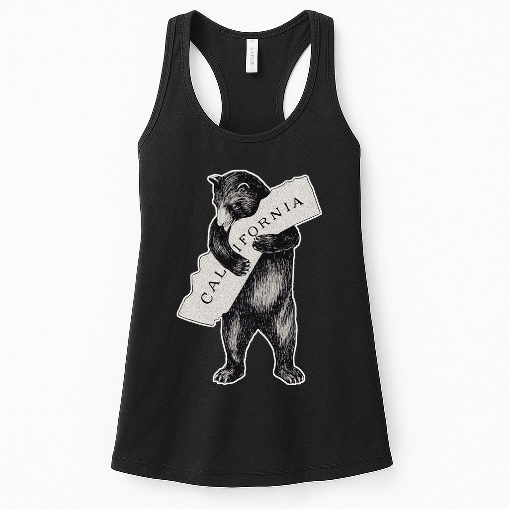 Bear Hug I Love California Art Retro Vintage Cali Bear Womens Tank Top