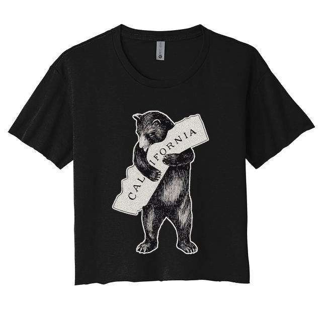 Bear Hug I Love California Art Retro Vintage Cali Bear Crop Top