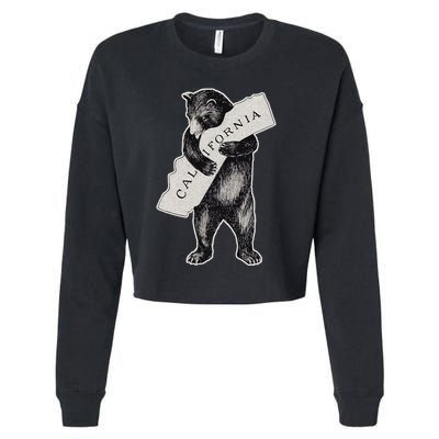 Bear Hug I Love California Art Retro Vintage Cali Bear Cropped Pullover Crew