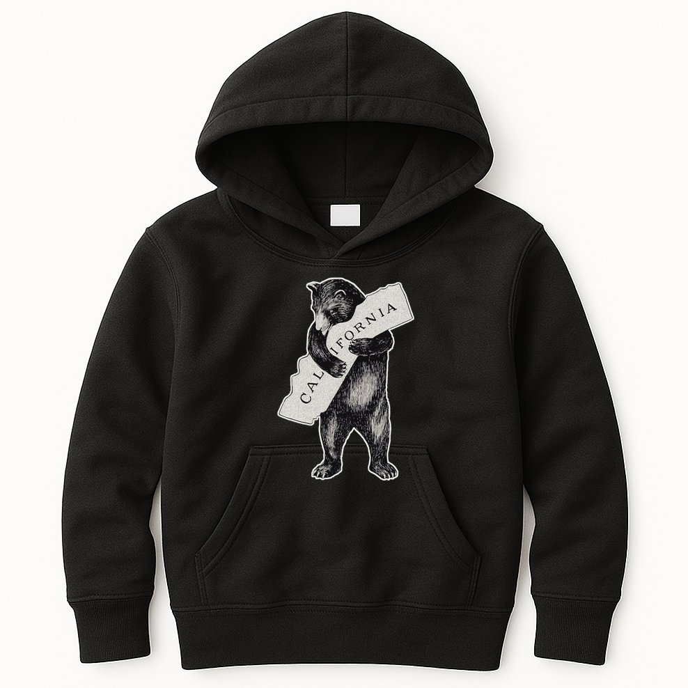 Bear Hug I Love California Art Retro Vintage Cali Bear Kids Hoodie