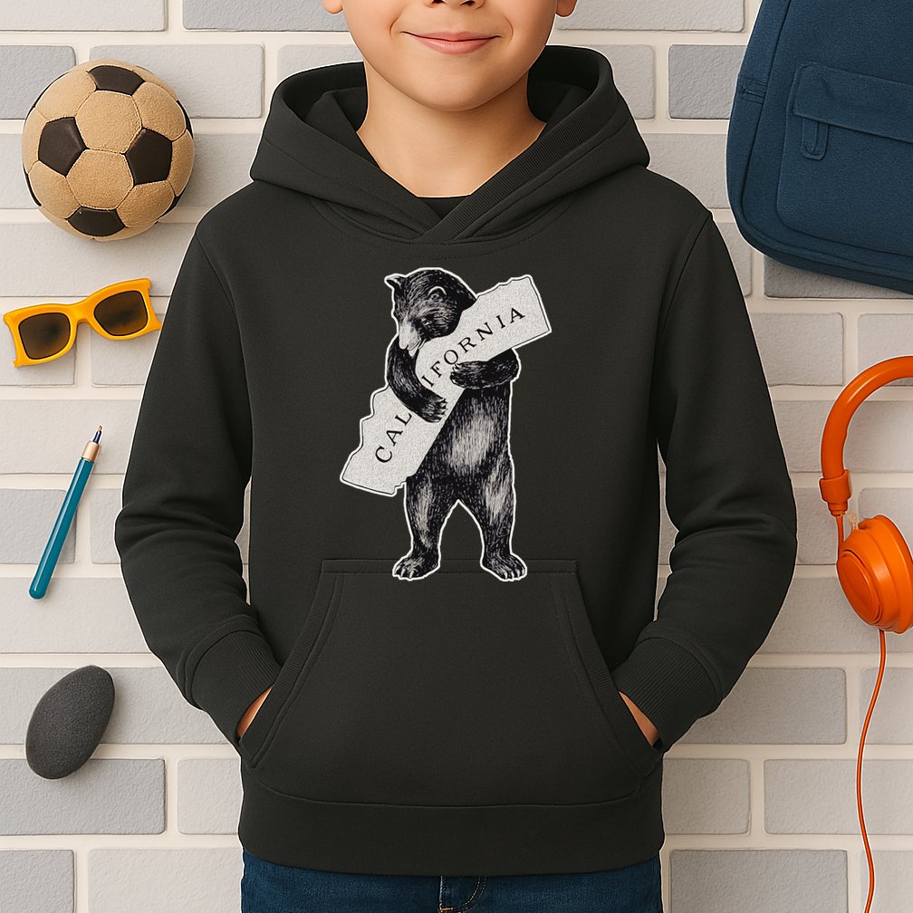 Bear Hug I Love California Art Retro Vintage Cali Bear Kids Hoodie
