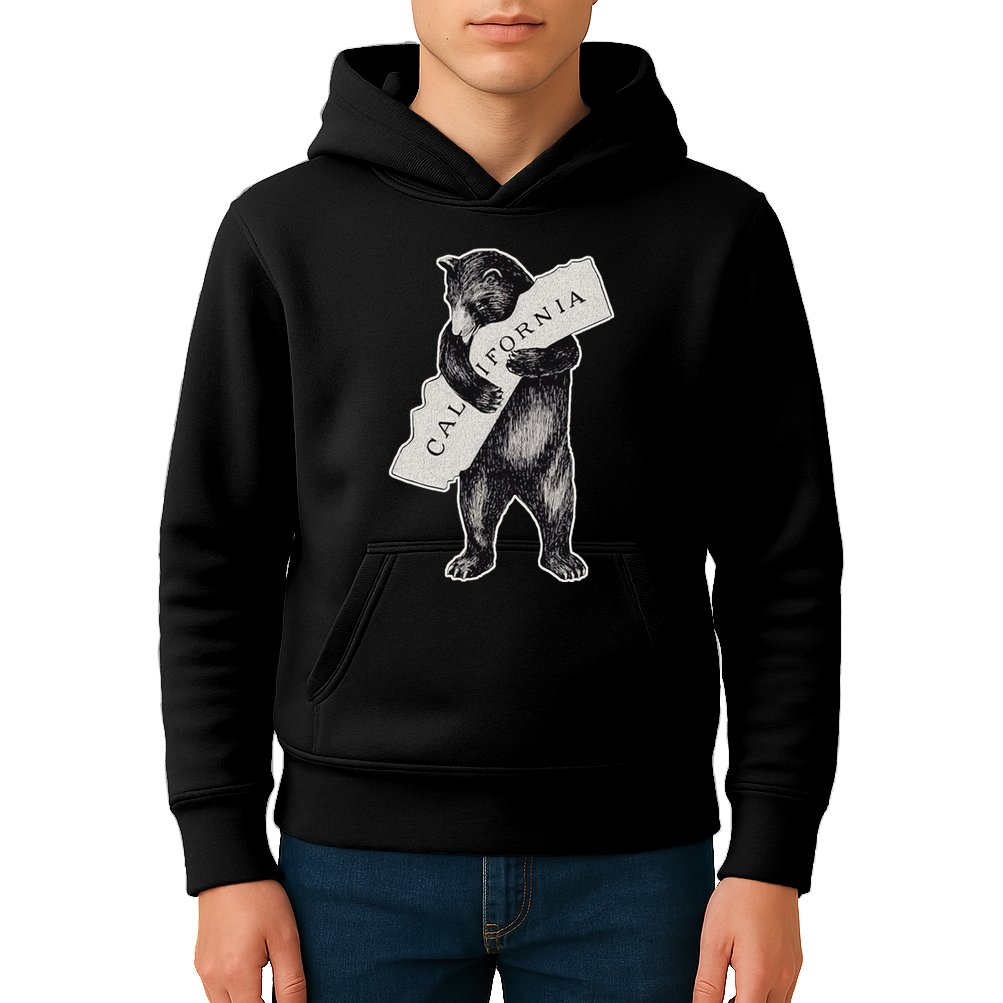 Bear Hug I Love California Art Retro Vintage Cali Bear Kids Hoodie