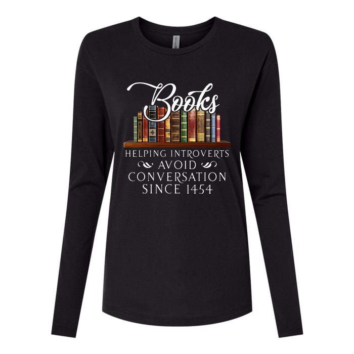 Books Helping Introverts Avoid Conversation Womens Cotton Relaxed Long Sleeve T-Shirt